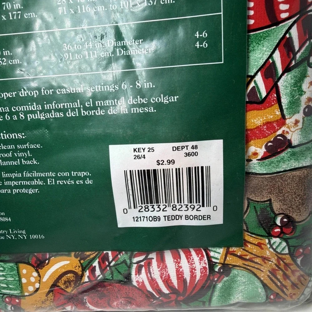 NOS Kmart Trim A Home Christmas Oblong Vinyl Tablecloth 52